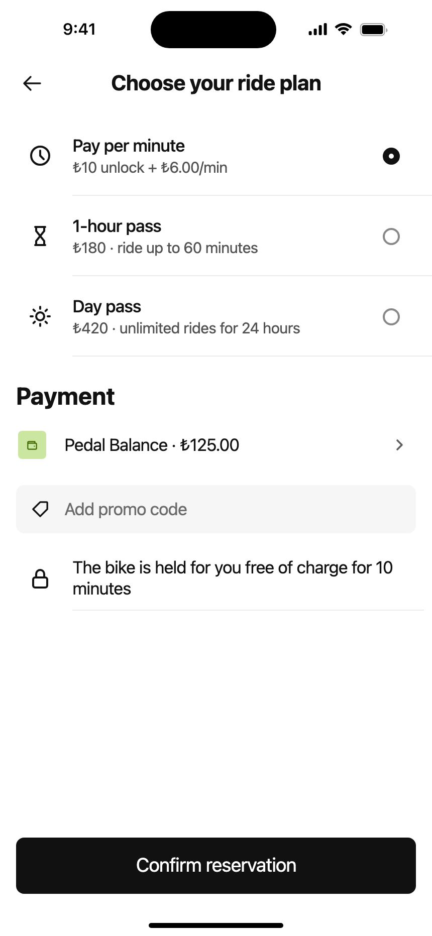 Ride plan · iPhone 16 Plus