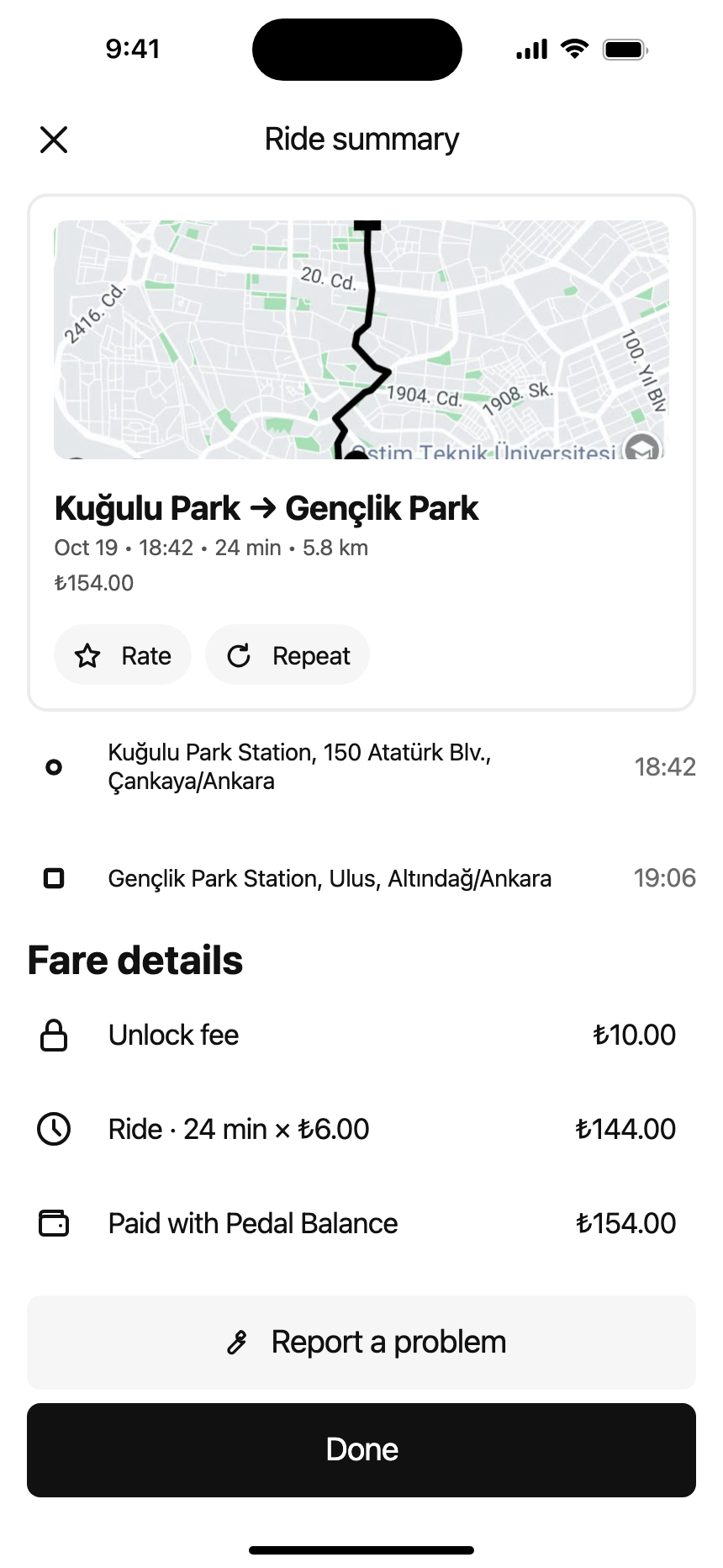 Ride summary · iPhone 16 Plus