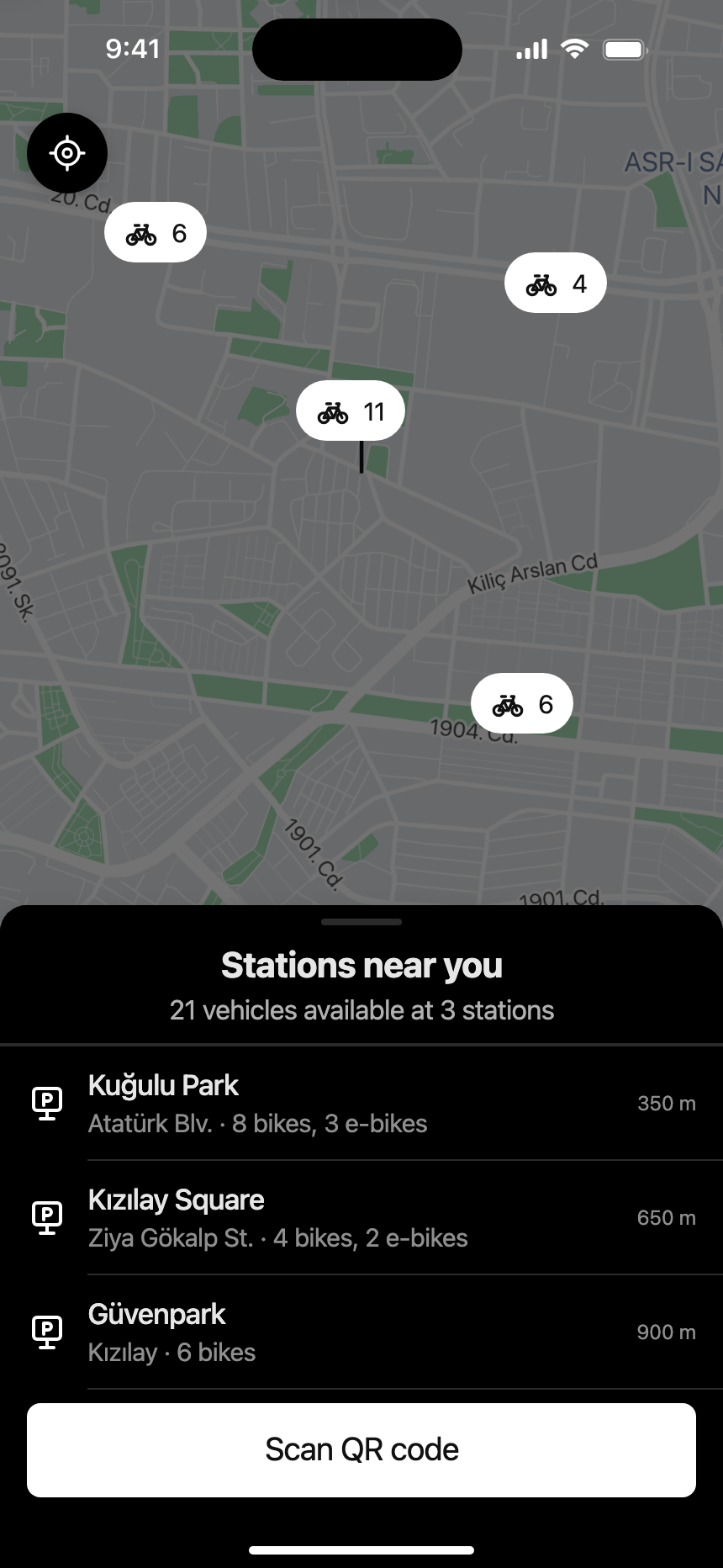 Map (Dark) · iPhone 16 Plus