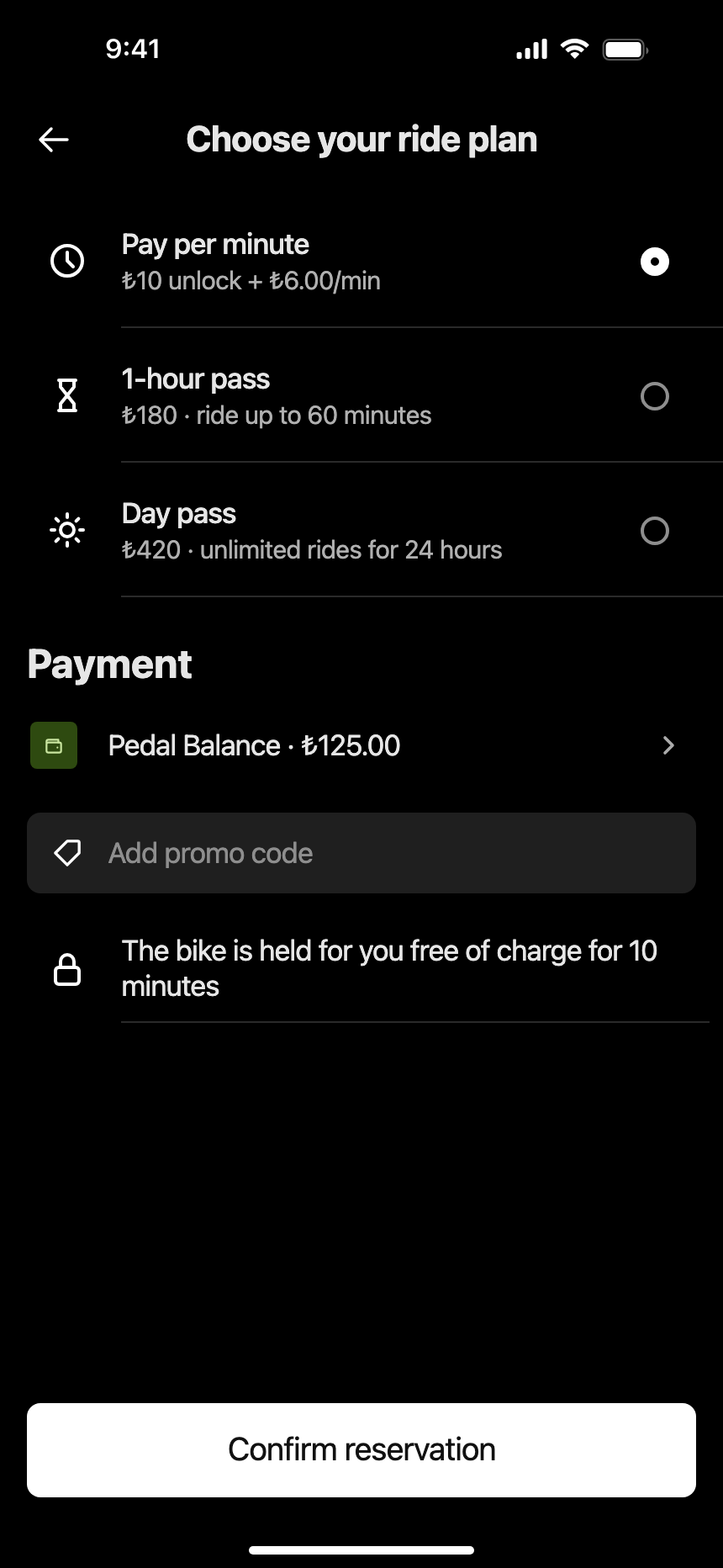 Ride plan (Dark) · iPhone 16 Plus