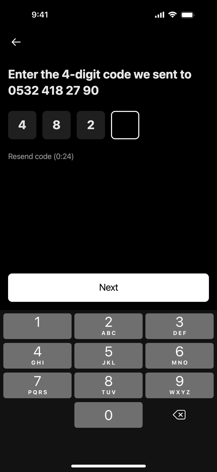 Verification code (Dark) · iPhone 16 Plus
