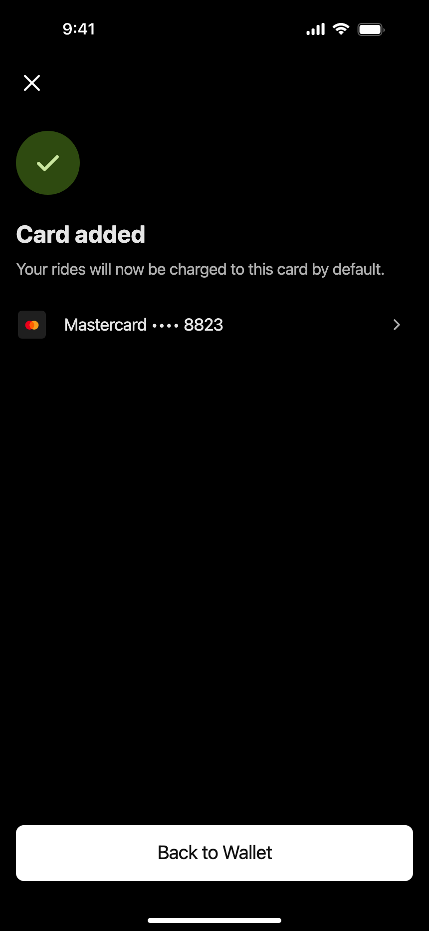 Card added (Dark) · iPhone 16 Plus
