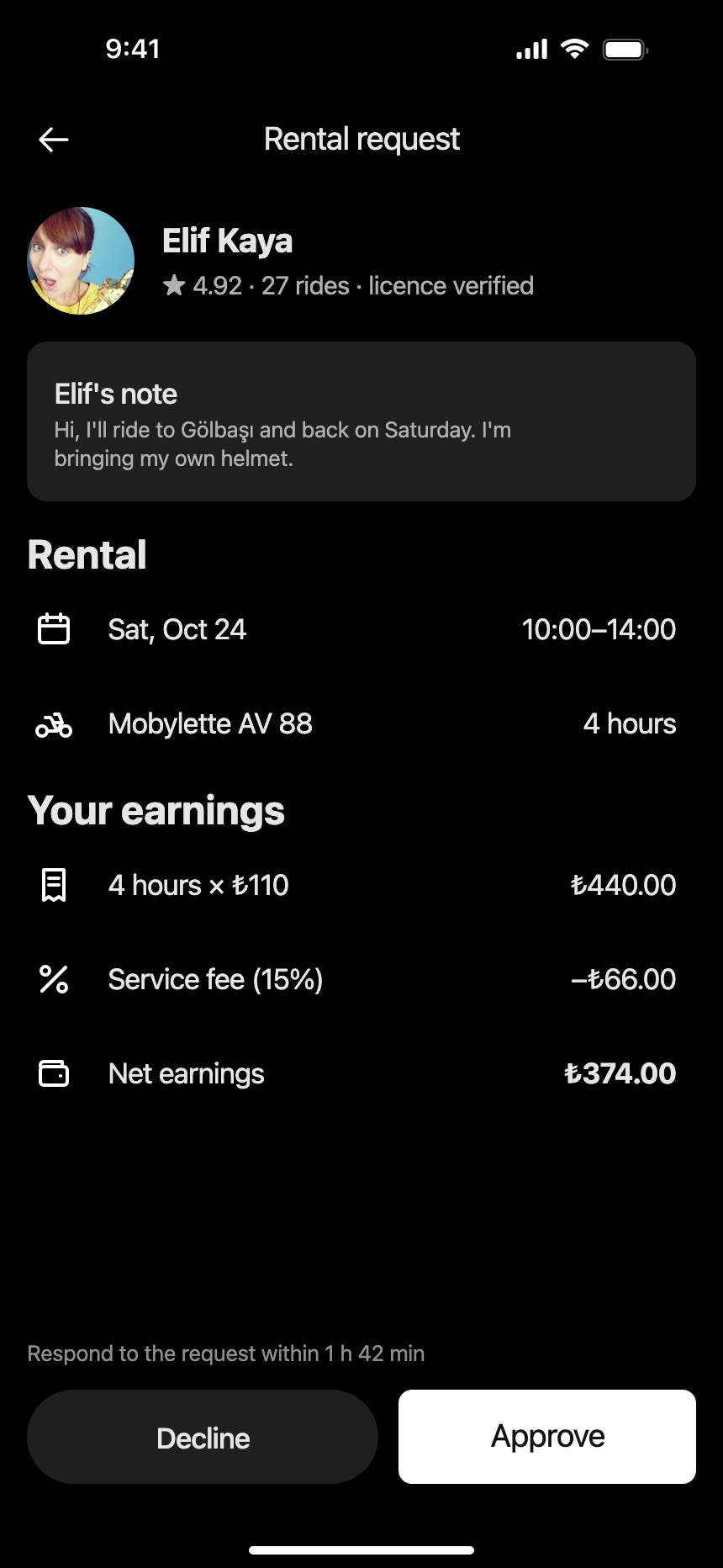 Rental request (Dark) · iPhone 16 Plus