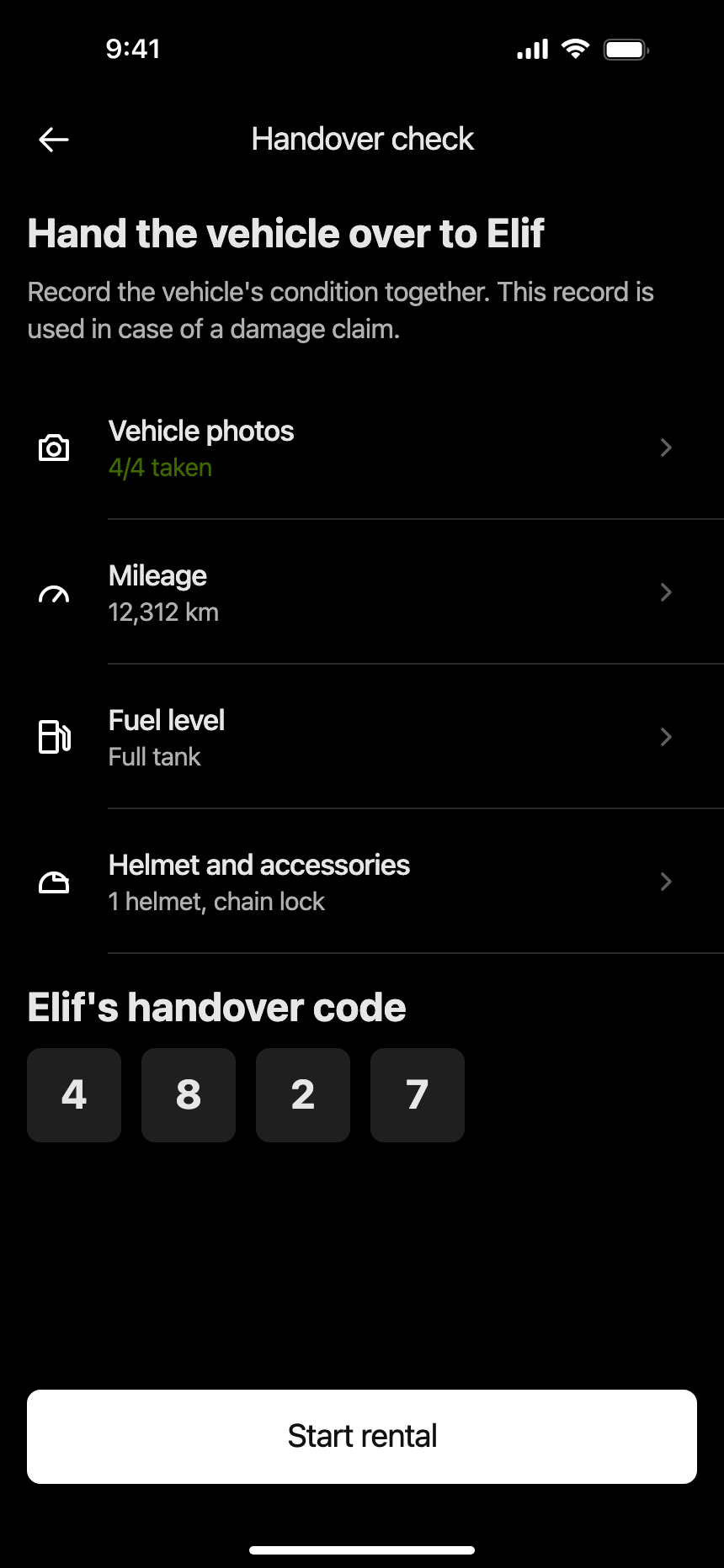 Handover check (Dark) · iPhone 16 Plus